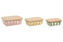 DKD Home Decor Recipiente Moderno Set de 3 Verde Amarillo Coral Cristal 15 x 6.5 x 20 cm