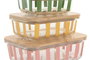 DKD Home Decor Recipiente Moderno Set de 3 Verde Amarillo Coral Cristal 15 x 6.5 x 20 cm