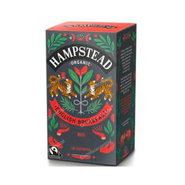 HAMPSTEAD English Breakfast Té Negro Orgánico, 20 Bolsitas, Infusión de Desayuno Inglés, Comercio Justo, Vegano