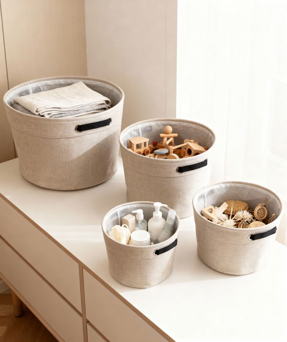 Inde Cesta de Almacenaje Redonda para Organización, 51 cm Largo x 42.9 cm Ancho x 8 cm Alto (12 Unidades)