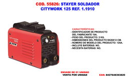 STAYER Soldador Inverter CITYWORK 125 REF. 1250 GE