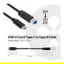Club 3D Cable USB 3.1 Tipo C a Tipo B de 1 metro, Conectores de Acero Inoxidable