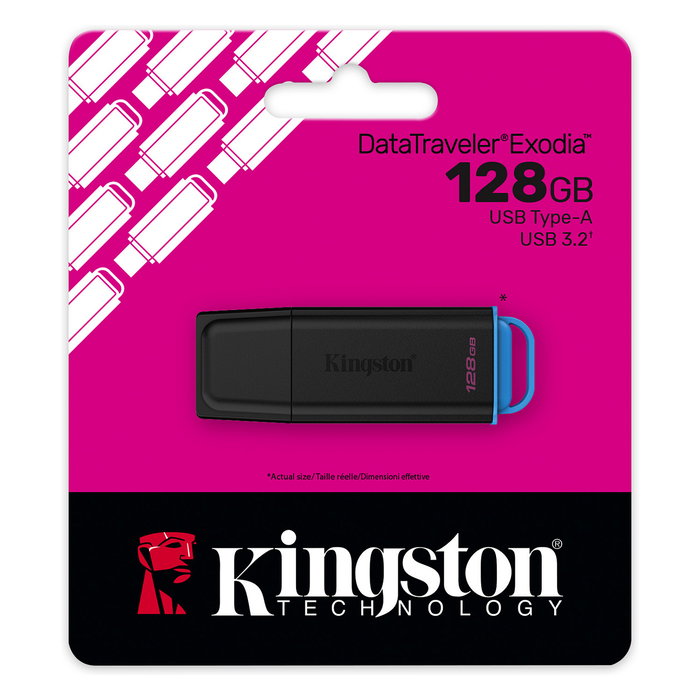 Kingston DataTraveler Exodia 128 GB USB 3.2 Gen 1 Negro/Azul Kingston DataTraveler Exodia 128 GB USB 3.2 Gen 1 Negro/Azul