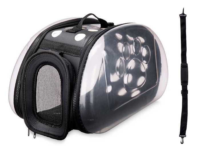 MASCOW Transportin Transparente Negro Pequeño 37 x 22 x 7.5 cm (Set de 6)