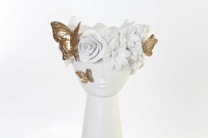 DKD Home Decor Figura Glam Resina Blanco Dorado 19.5 x 41 x 19.5 cm (4 Unidades) DKD Home Decor Figura Glam Resina Blanco Dorado 19.5 x 41 x 19.5 cm (4 Unidades)