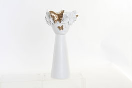 DKD Home Decor Figura Resina Cara Macetero Blanco y Dorado