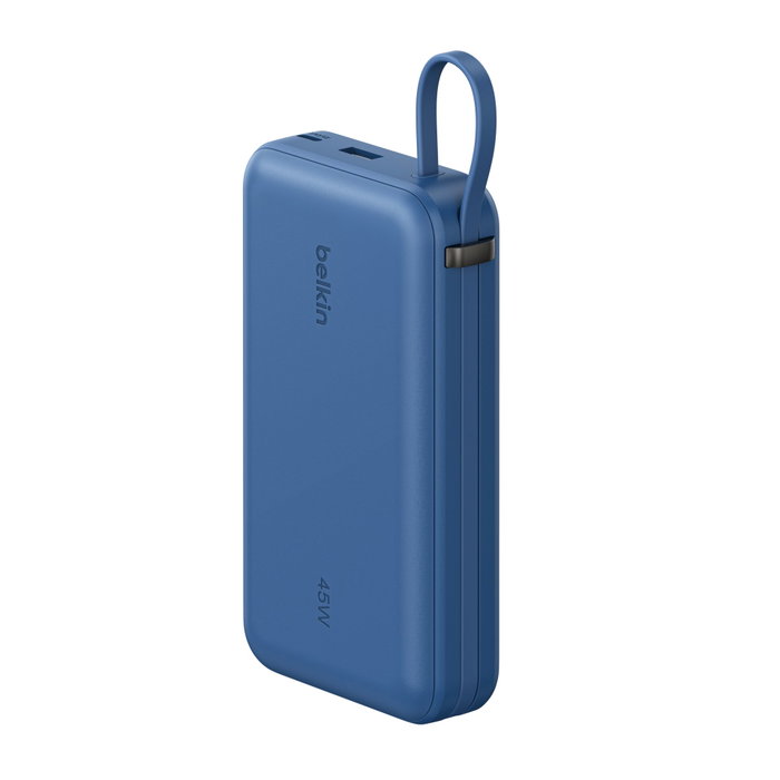 Belkin Power Bank 20.000 mAh con cable USB-C integrado, 45W, Azul Belkin Power Bank 20.000 mAh con cable USB-C integrado, 45W, Azul