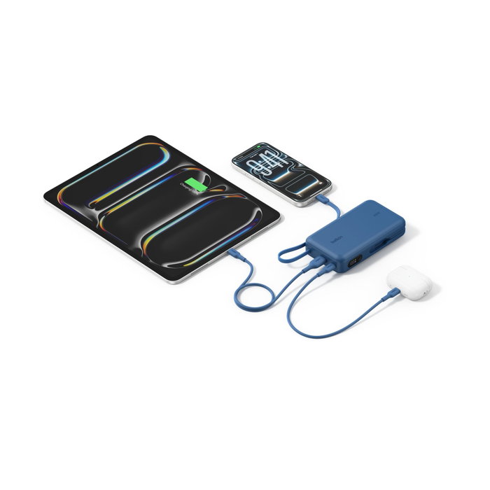Belkin Power Bank 20.000 mAh con cable USB-C integrado, 45W, Azul Belkin Power Bank 20.000 mAh con cable USB-C integrado, 45W, Azul