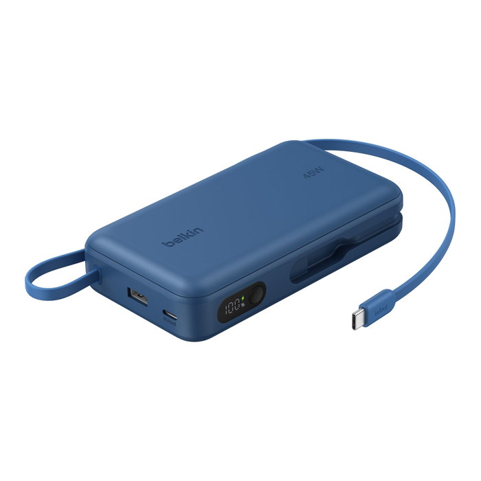 Belkin Power Bank 20.000 mAh con cable USB-C integrado, 45W, Azul Belkin Power Bank 20.000 mAh con cable USB-C integrado, 45W, Azul