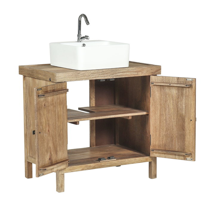 DKD Home Decor Mueble de Baño Alpino Natural Blanco Mango y Cerámica 56 x 95 x 81 cm DKD Home Decor Mueble de Baño Alpino Natural Blanco Mango y Cerámica 56 x 95 x 81 cm