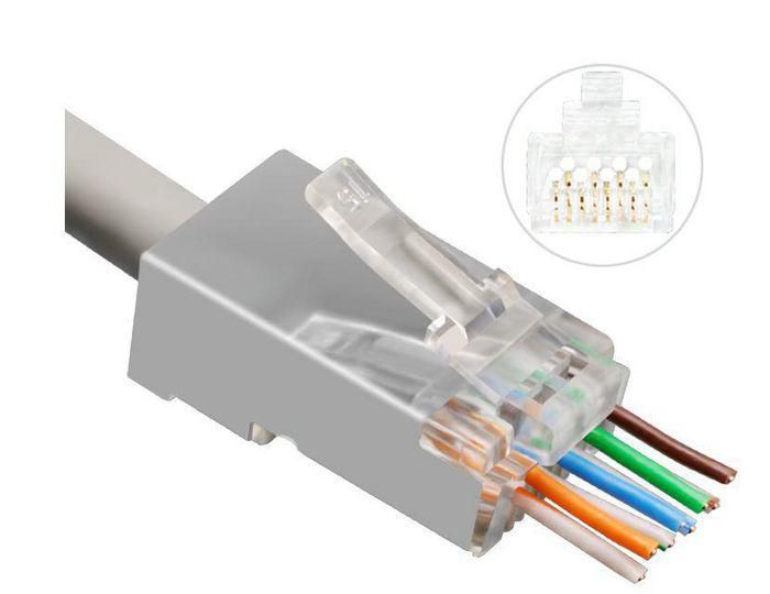 MicroConnect Paquete de 50 conectores modulares RJ45 CAT6a FTP para cableado de red de fácil conexión, chapado en oro