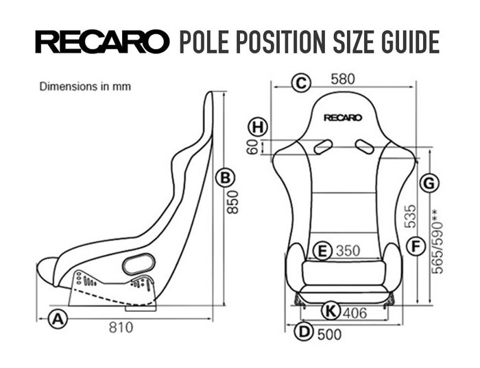 Recaro Pole Position ABE Asiento Bucket TÜV - Piel Sintética Negro Dinámica, para Piloto y Copiloto, RC070770885