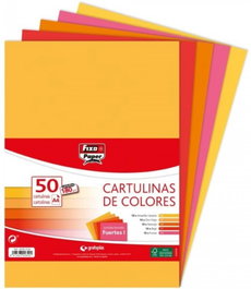 Grafoplas Pack 50 Cartulinas Fixo Paper DIN A4 180g Colores Fuertes
