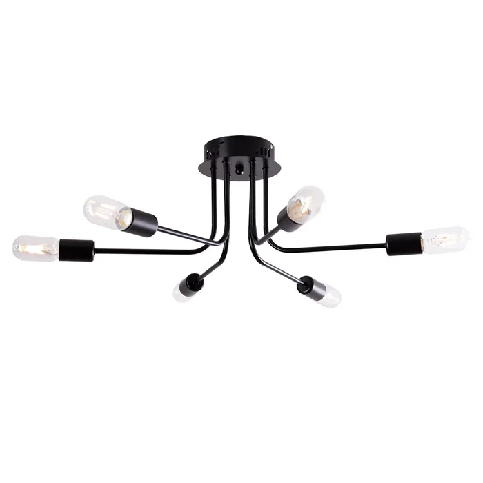 SKD Lámpara de Techo Modelo Adrian, SKU-P8002-BK en Negro, Diseño Moderno Chic, para Iluminación LED Interior SKD Lámpara de Techo Modelo Adrian, SKU-P8002-BK en Negro, Diseño Moderno Chic, para Iluminación LED Interior