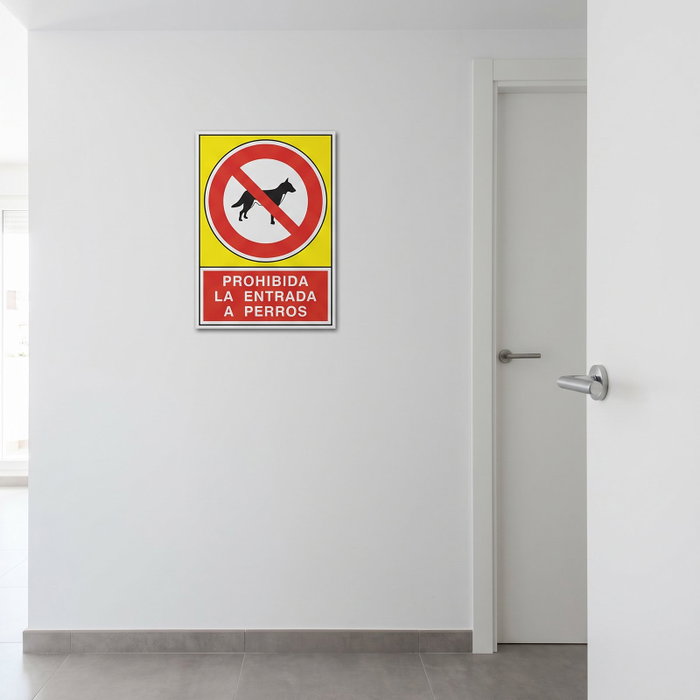 DUVER Señal de Prohibición de Entrada de Perros en Aluminio 295x210 mm