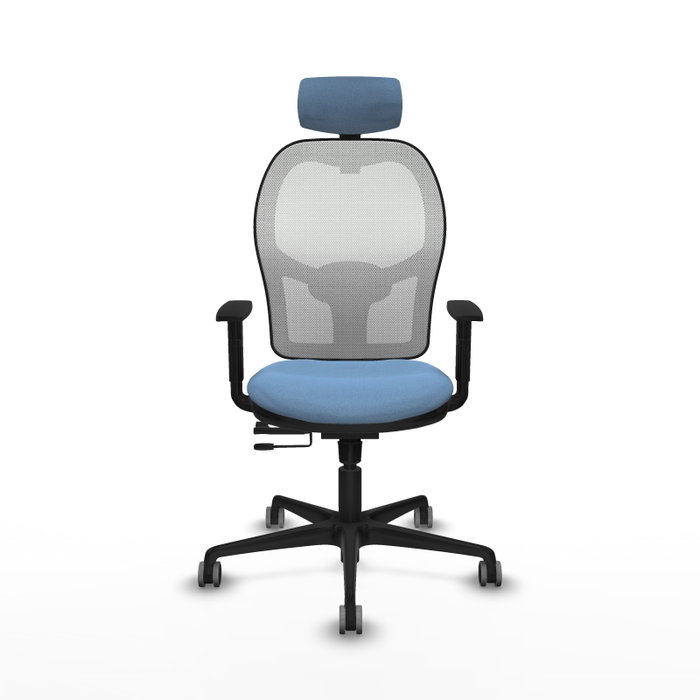 PIQUERAS Y CRESPO Silla de oficina Jorquera con mecanismo Sincro/Traslack, Azul cielo y Blanco