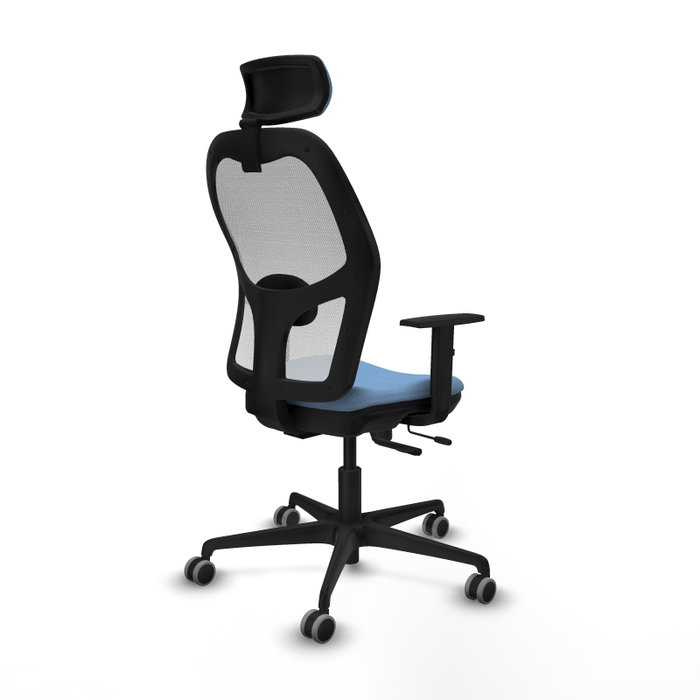 PIQUERAS Y CRESPO Silla de oficina Jorquera con mecanismo Sincro/Traslack, Azul cielo y Blanco