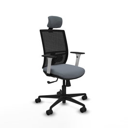 PIQUERAS Y CRESPO Silla de oficina Yunquera con mecanismo Sincro, Gris y Negro