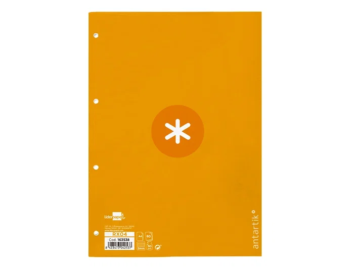 Antartik Recambio A4 80 Hojas 90gr Cuadro 5mm 4 Taladros Banda Marco Color Mostaza