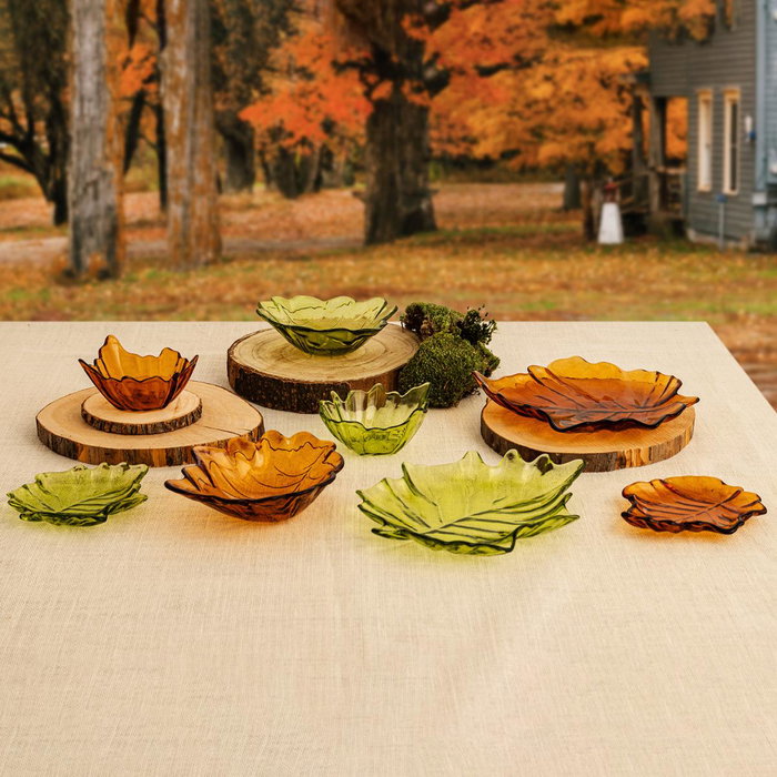 Bandeja Forma Hoja Vidrio Musgo Quid 14x14,5 cm (24 Unidades)