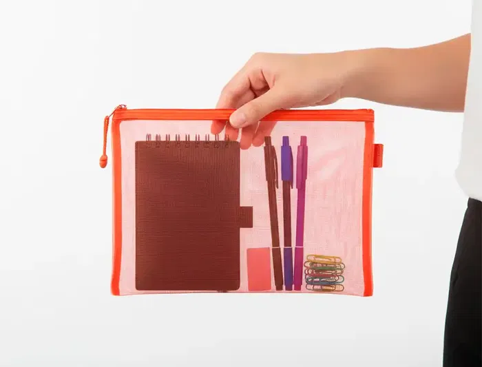 Liderpapel Bolsa Zipper Bag Multiusos Poliéster Transpirable DIN A5 Naranja