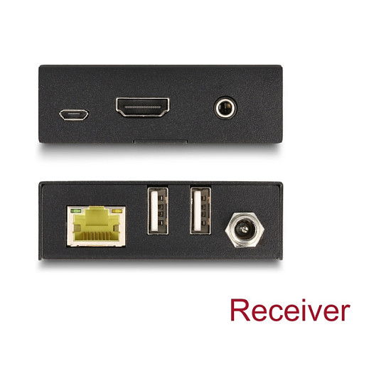 DeLOCK 65957 KVM Extender Set con Cable Cat.6/6a, HDMI, 4K 60Hz, Hasta 70m, Transmisor y Receptor