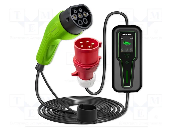 Qoltec 2w1 Typ2 Cargador de coche portátil 11kW Trifásico 5m