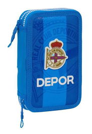 Plumier Doble R. C. Deportivo de La Coruña Azul 12.5 x 19.5 x 4 cm (28 piezas)