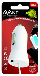 AVANT CONNECT Cargador de Coche Micro USB 1000mAh - Carga Rápida para Teléfonos y Dispositivos Móviles Compatibles