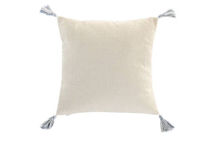 DKD Home Decor Cojín de Poliéster con Aplicaciones Blanco 45x45 cm
