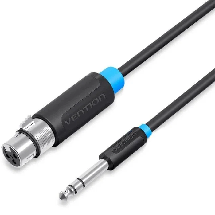 Vention Cable de Audio Estéreo Jack 6.35mm Macho a XLR Hembra 2m PVC Negro - Cable Interconexión Profesional