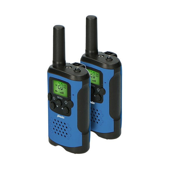Alecto FR-115BW Set de 2 Walkie Talkies para Niños, Alcance 7 km, Azul/Negro