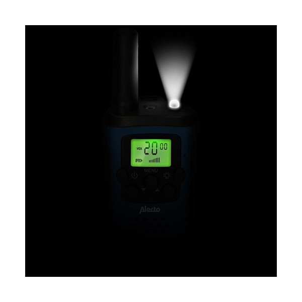 Alecto FR-115BW Set de 2 Walkie Talkies para Niños, Alcance 7 km, Azul/Negro