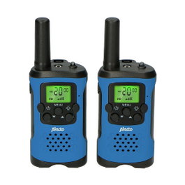 Alecto FR-115BW Set de 2 Walkie Talkies para Niños, Alcance 7 km, Azul/Negro