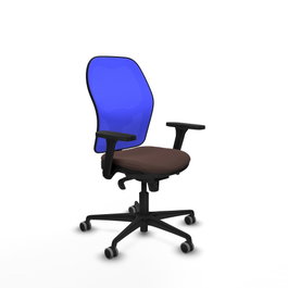 PIQUERAS Y CRESPO Silla de oficina Jorquera con mecanismo Sincro, Azul y Marrón oscuro
