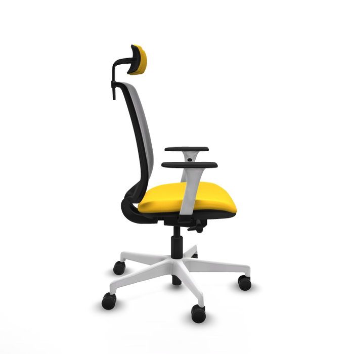 PIQUERAS Y CRESPO Silla de oficina Alares traslack malla negra y similpiel amarillo PIQUERAS Y CRESPO Silla de oficina Alares traslack malla negra y similpiel amarillo