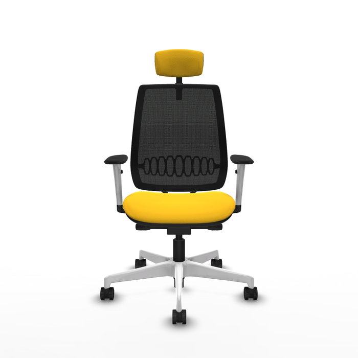 PIQUERAS Y CRESPO Silla de oficina Alares traslack malla negra y similpiel amarillo PIQUERAS Y CRESPO Silla de oficina Alares traslack malla negra y similpiel amarillo