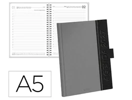 Liderpapel Agenda de oficina 2027 A5 bilingüe gris
