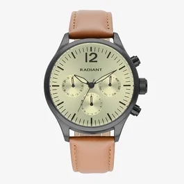 Radiant RA641704 Reloj de Hombre con Esfera Dorada y Correa de Cuero