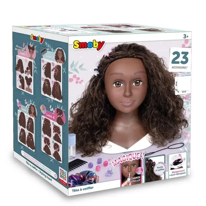 Smoby Cabezal de Peinado Afro 3032160111484 Fácil de Peinar con 23 Accesorios Realistas y Labios Sensibles al Calor Smoby Cabezal de Peinado Afro 3032160111484 Fácil de Peinar con 23 Accesorios Realistas y Labios Sensibles al Calor