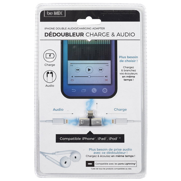Be Mix Adaptador Audio-Carga para iPhone - Carga y Escucha Música Simultáneamente