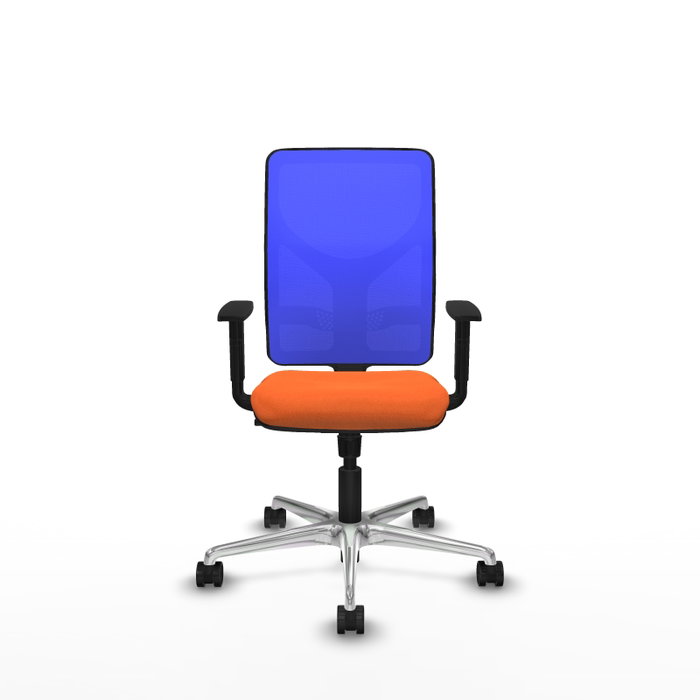 PIQUERAS Y CRESPO Silla de oficina Motilla con mecanismo Sincro, Tela Naranja y Malla Azul