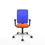 PIQUERAS Y CRESPO Silla de oficina Motilla con mecanismo Sincro, Tela Naranja y Malla Azul
