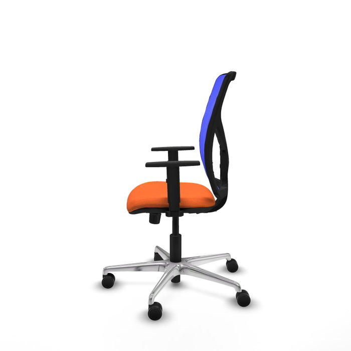 PIQUERAS Y CRESPO Silla de oficina Motilla con mecanismo Sincro, Tela Naranja y Malla Azul