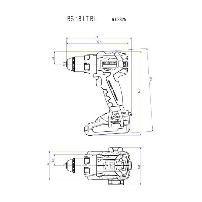 Metabo BS 18 LT BL Taladro Percutor Atornillador Sin Escobillas 18V con 2 Baterías LiHD 4Ah