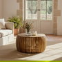 Mesa Centro Madera-Ratán Salón 75 X 75 X 43 cm