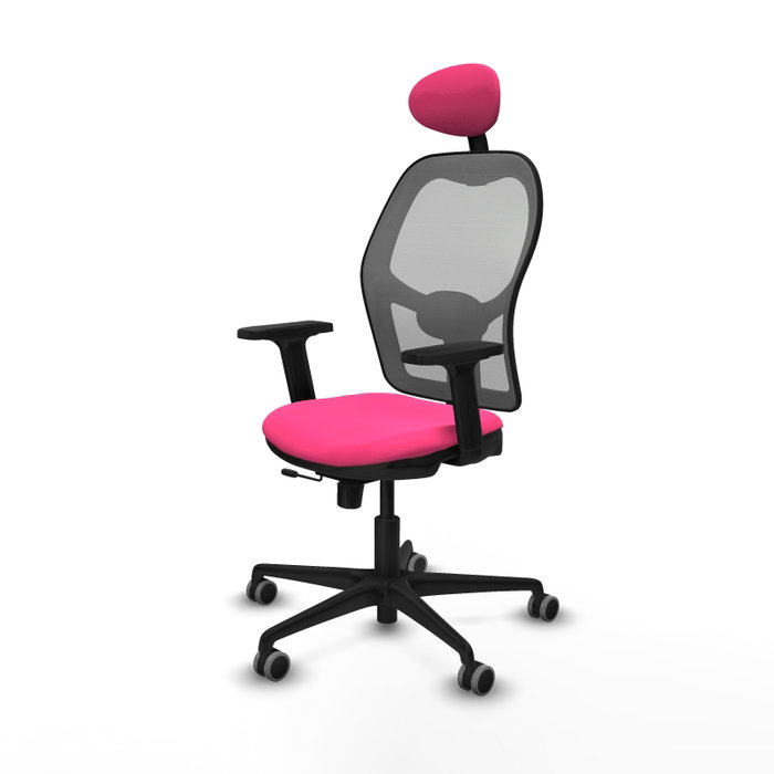 PIQUERAS Y CRESPO Silla de oficina Jorquera con mecanismo Sincro/Traslack, Rosa y Gris