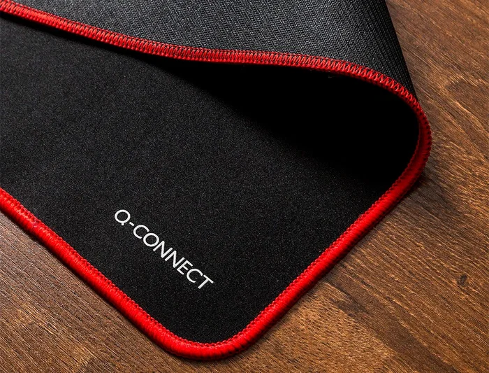 Q-connect Alfombrilla XXL Negra con Borde Rojo para Ratón 900x400 mm