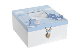 DKD Home Decor Caja MDF Dinosaurio Azul 20x20x10 cm