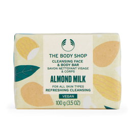 The Body Shop - Jabón Sólido Leche de Almendras 100g - Para Piel Sensible - 90% Ingredientes Naturales - Certificado The Vegan Society